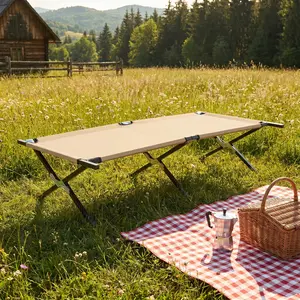 Collapsible Camping Cot, Portable Folding Bed for Camping, Outdoor Travel, Office Nap & Home Use, Heavy Duty Sleeping Cot for RV, Backyard, Beach & Indoor