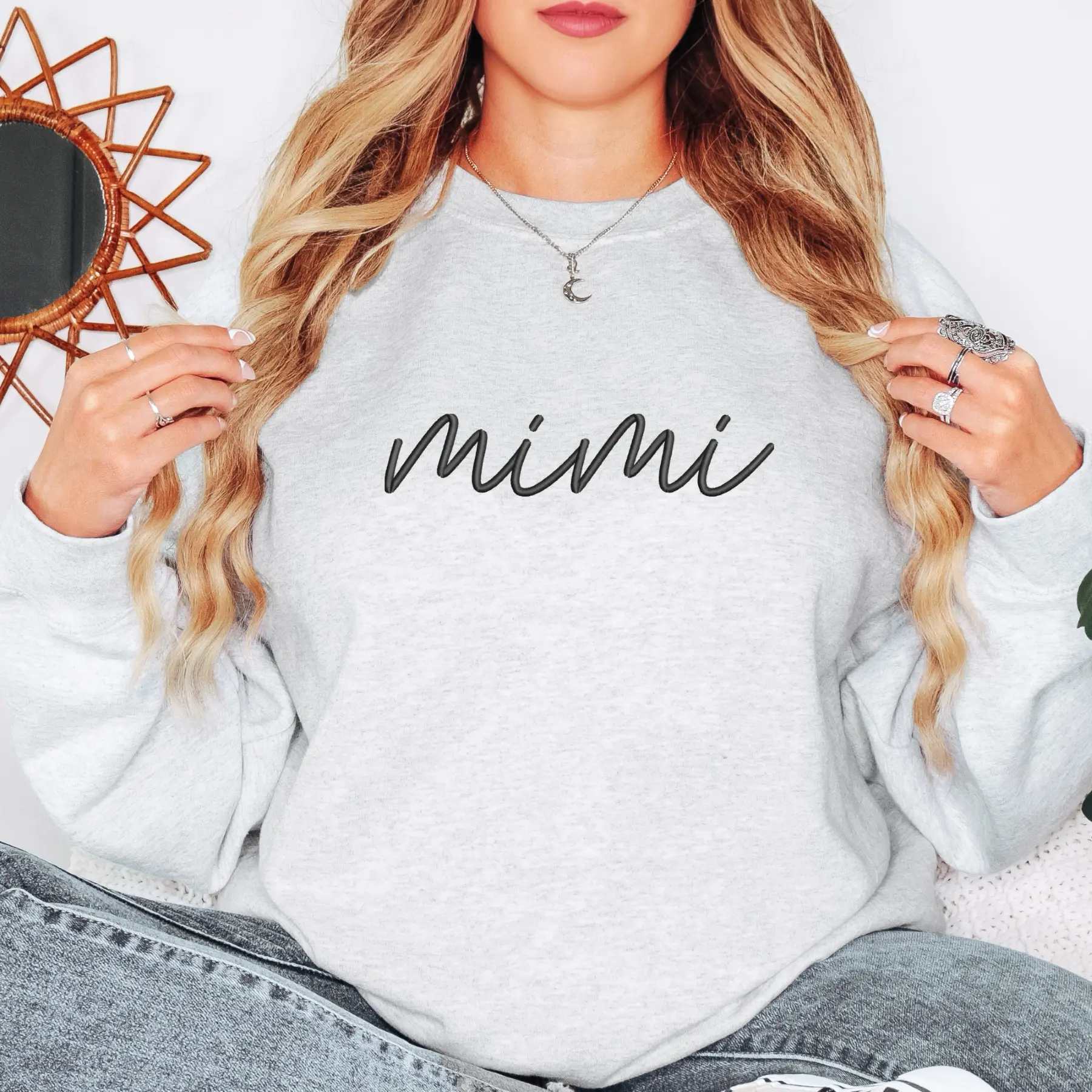 Mimi Embroidered Sweater | Unisex Crewneck Sweatshirt | Add Your Custom Name | Gifts for Mamaw | Gma Life | Personalized Gift for Mimi