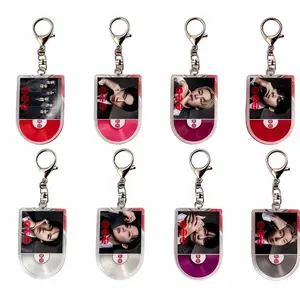 8 styles Kpop Boy Group Acrylic Keychain, K-Pop Vinyl Record Cassette Bag Charm, Cute Key Accessory Bag Charms