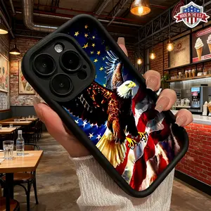 Cool Patriotic Eagle American Flag Pattern Case for iPhone 17 Pro Max 16 15 14 13 12 11 XR XS Plus Air Slim Shockproof Anti Drop Protective Lightweight TPU Cover