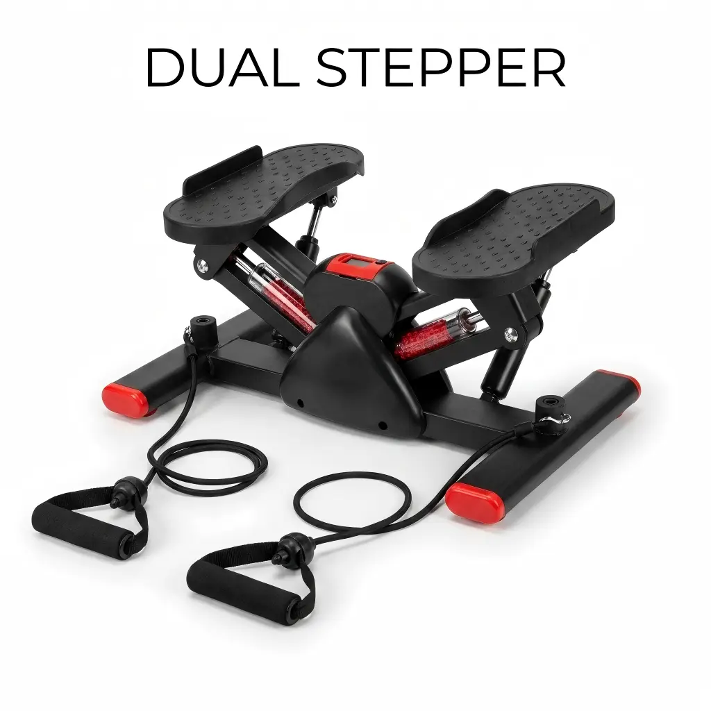 Unisex Compact Stepper for Home Fitness, Portable Pedal Exerciser with Resistance Bands, a Digital Display, and a Reinforced Frame, Home Fitness Equipment, Space Saving, Anti-Slip Pads, Compact & Portable, Dual-Action Motion, Enhanced Stability