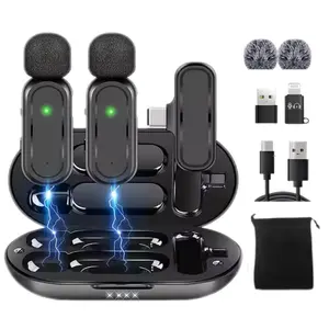 DT-VoxMic Wireless Lavalier Microphone with Charging Case & Adapters | 7H Clip-On Lapel Mic | 70ft Range - Plug & Play Mic for iPhone Android Laptop Tablet & Video Recording Vlogs Interviews Podcast