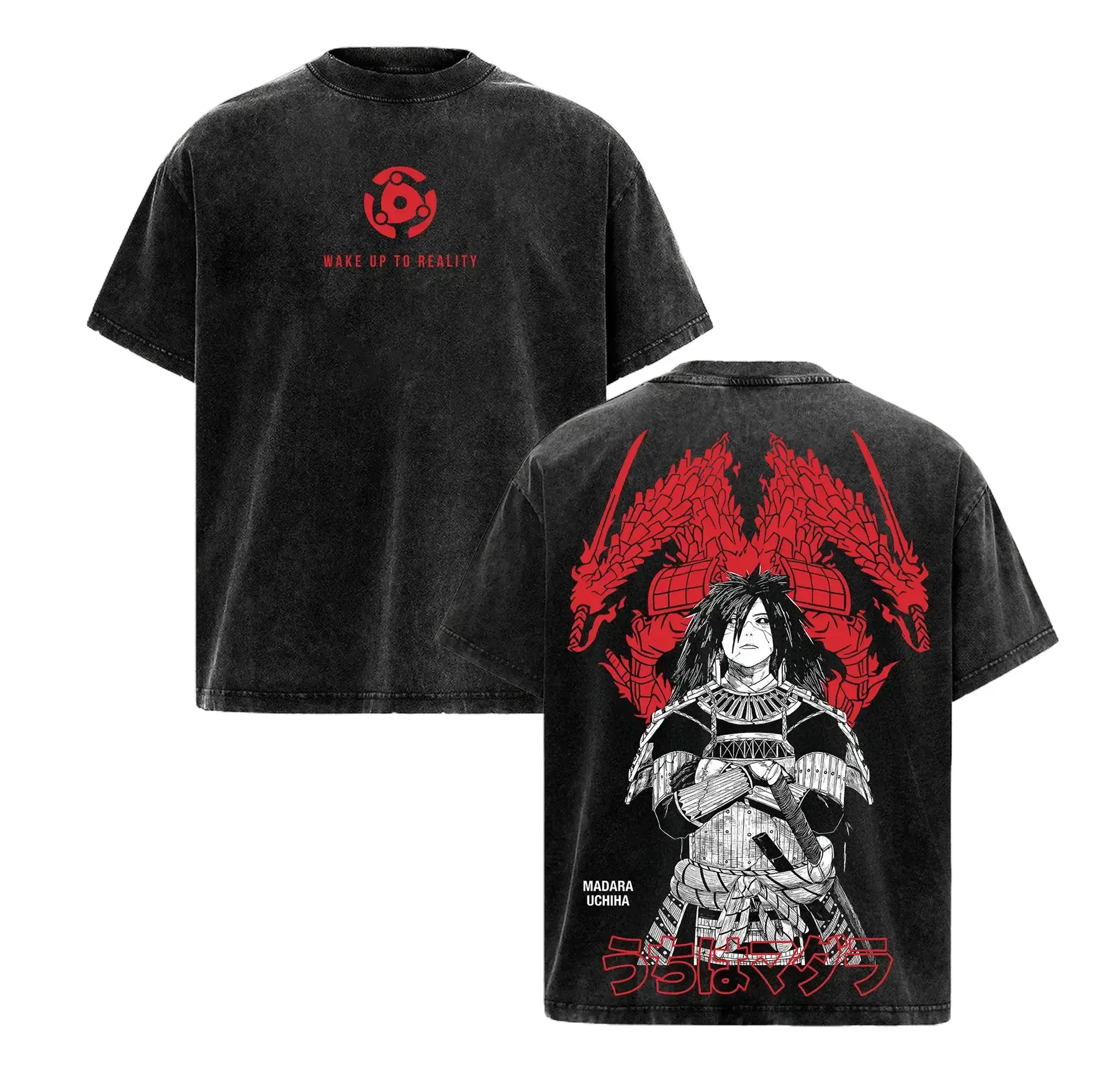 Men's Madara Uchiha Naruto Vintage Washed Unisex Round Neck Short Sleeve T-Shirt - Anime Streetwear Aesthetic Merch, Otaku Fan Gift Top, Tshirt, Shortsleeve