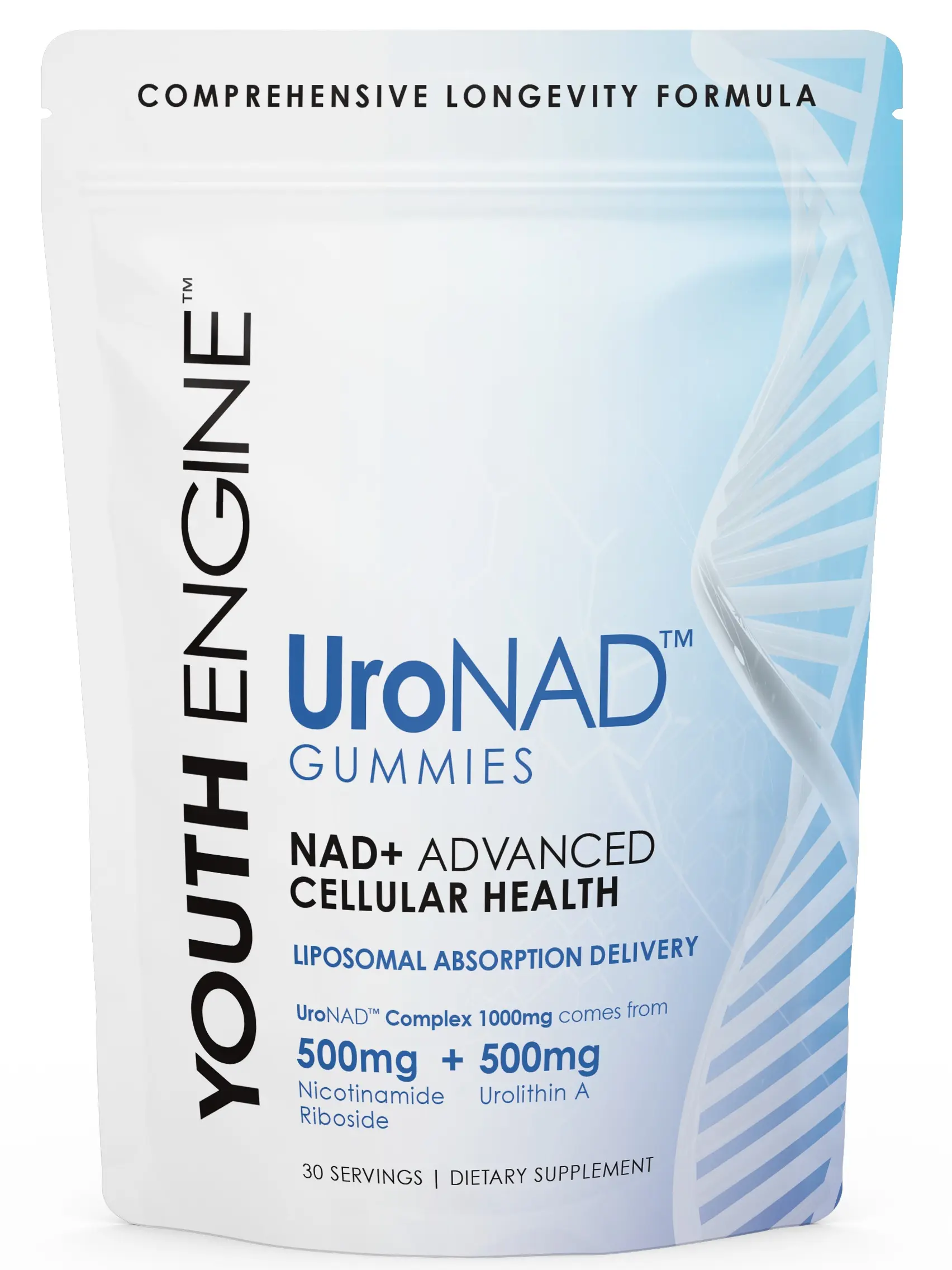 Youth Engine UroNAD Comprehensive Multi-Pathway Longevity Formula •  Gummies • 500mg NR •  500mg Urolithin A • NAD+ Cellular Energy • Mitochondrial Renewal • Healthy Aging Support • 30 Servings