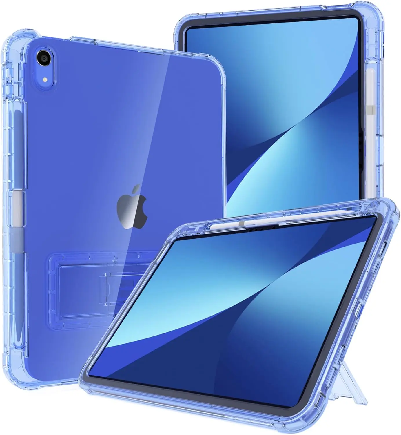 Case for iPad 10th Generation 10.9 inch, (A16) 11th Generation 11 inch,10th 11th Gen iPad Case with Pencil Holder & Kickstand,Slim Shockproof, Blue Clear