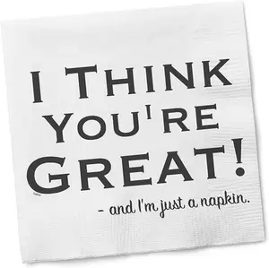 Funny Cocktail Napkins – “I THINK YOU'RE GREAT AND I'M JUST A NAPKIN” – 20 Pack | Hilarious Disposable Paper Napkins for Parties, Bars, Weddings, Birthdays, Bachelorette & Adult Gatherings