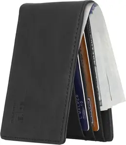 Slim Wallet for Men Minimalist Leather ID Window Front Pocket Bifold Wallet