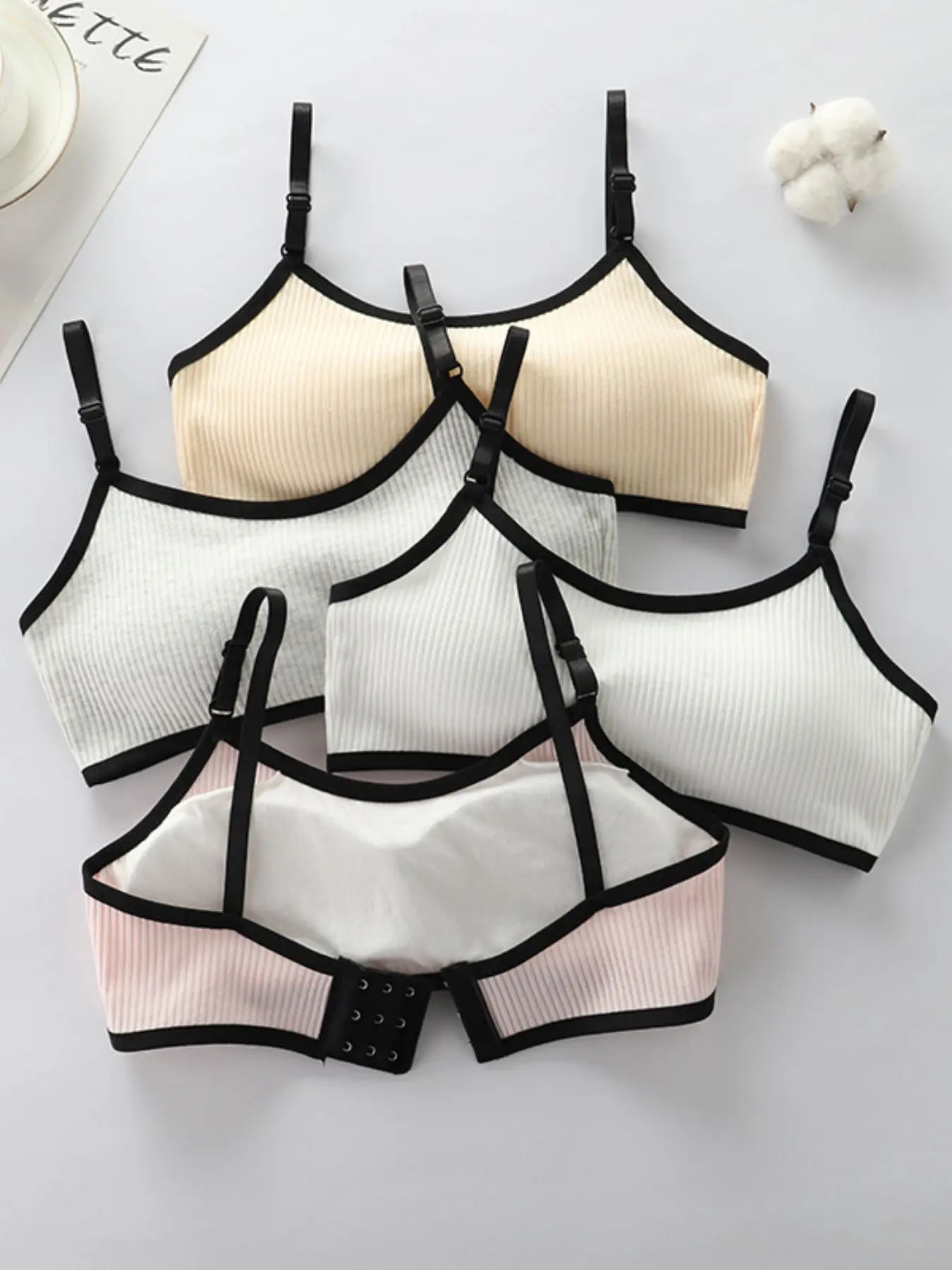 2026 New 4-Piece Set Pure Color Adolescent Girls' Dual-Layer Anti-Protrusion Vest Underwear Sets, Comfortable and Stylish Innerwear, Youth Underwear, Under Clothing