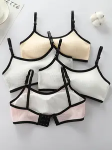 2026 New 4-Piece Set Pure Color Adolescent Girls' Dual-Layer Anti-Protrusion Vest Underwear Sets, Comfortable and Stylish Innerwear
