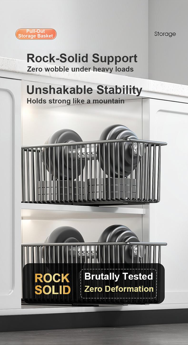 Pull-Out Cabinet Organizer Basket|Under Sink Sliding Storage for Kitchen Cabinets|Clearance Sale|Space Saving Kitchen Organizer,dorm essentials,home decor