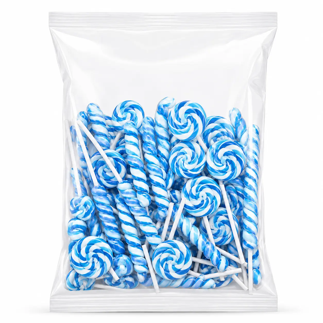 Blue Twisty & Swirl Lollipops, 32 Pack – 16 Swirl and 16 Twist Suckers, Individually Wrapped Candy for Weddings, Birthdays, Baby Showers and Holiday Parties