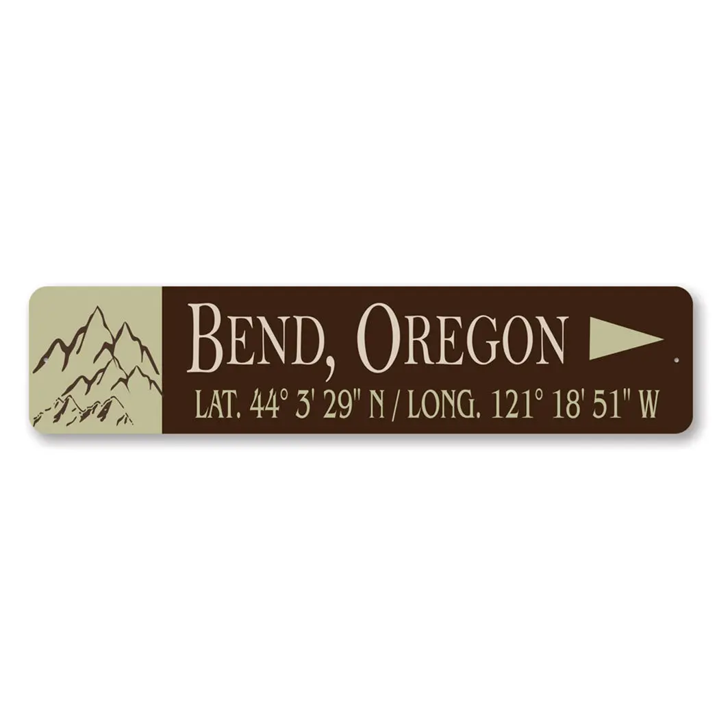 City Mountain Latitude And Longitude Arrow Sign