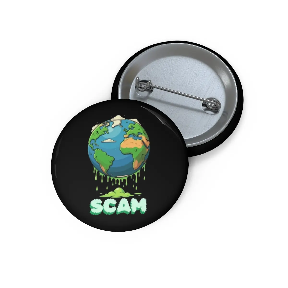 Custom Pin Button - Earth a Scam Design - Conspiracy Theory Accessory - Unique Flair Badge