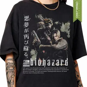 [Sale up to 50%] [Free Ship] Vintage 90s Bootleg Resident Evil Biohazard T-Shirt, Leon Kennedy Shirt