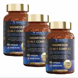 12-in-1 Magnesium Complex 700mg - Supplement  with Glycinate Citrate Malate Oxide Taurate Aspartate Orotate, Vegan Capsules for Muscle, Heart, and Relaxation Support  magnesium