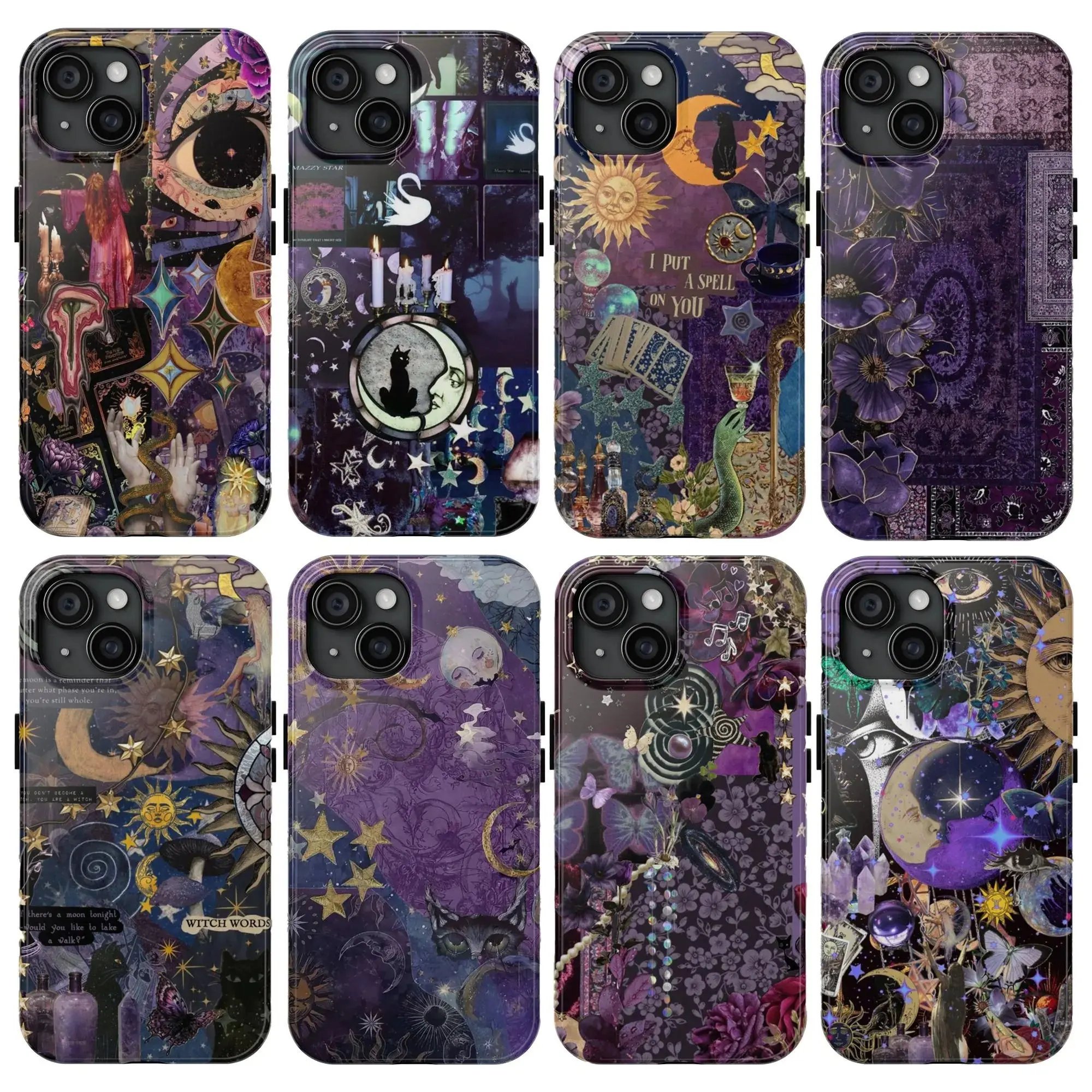 Mystic Witchcore Phone Case Celestial Tarot Gothic Collage Protective Cover for iPhone 11 12 13 14 15 16 17 Series & Samsung Galaxy TM
