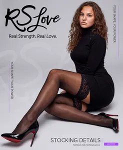 RSLOVE Women's 20 Denier Silky Sheer Thighhighs Lingerie - Anti-Slip Floral Lace Top, Filter-Leg, 1 Size, Denier Knee-High Socks Alternative, Hand Wash Cold, for Date Night & Office Wear