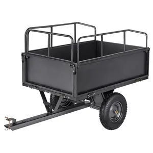 Heavy Duty Steel Dump Cart, 17 Cu Ft Capacity, 600 Lb Load Rating, Tow Behind Utility Cart For ATV UTV, Durable Steel Frame With Easy Swing Dump Bed, Powder Coated Finish, Off Road Farm Garden Construction Work Cart
