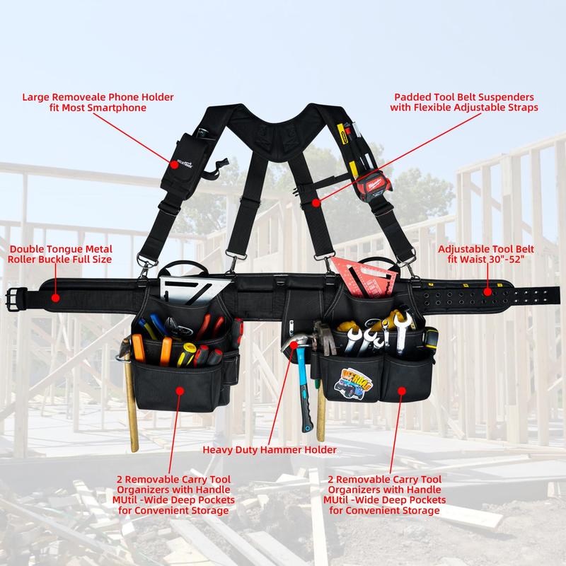 MELOTOUGH Tool Belt with Suspenders Tool Bag Supenders Framers Comb Apron Tool Belt Construction Tool Pouch Builder Heavy Duty Carpenter Suspension Rig for Electrician, Heavy Duty tool belts tool pouch Heavy Duty hammer holder suspender MELOTOUGH Tool Belt with Suspenders Tool Bag Supenders Framers Comb Apron Tool Belt Construction Tool Pouch Builder Heavy Duty Carpenter Suspension Rig for Electrician, Heavy Duty tool belts tool pouch Heavy Duty hammer holder suspender