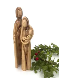 Wooden Holy Family Figurine - Holy Land Olive Wood Nativity - Mary Joseph and Baby Jesus Statue - Religious Christmas Gifts - Home Decor
