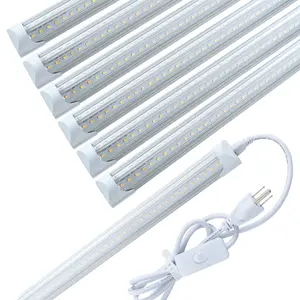 JLLED 6 Pack T8 Led 2FT 4FT 5FT 6FT 8FT Integrated V Shaped Tube Light, Linkable White Daylight 6000k Garage Lights, Indoor Led Shop Lights for Workshop with On/Off Switch Cable
