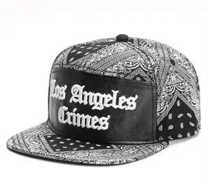 Paisley Snapback Hat Streetwear Bandana Style Flat Brim Cap Adjustable Unisex Hip Hop Urban Fashion Statement Baseball Cap