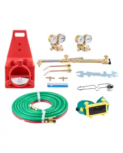 Oxygen Acetylene Torch Kit, 14-Piece Gas Welding And Cutting Set With Cylinder Holder, Flexible Hoses, Regulators, Quick-Connect Tips, Safety Goggles, Flame Control, Heat-Resistant Tools For Metalworking And Brazing