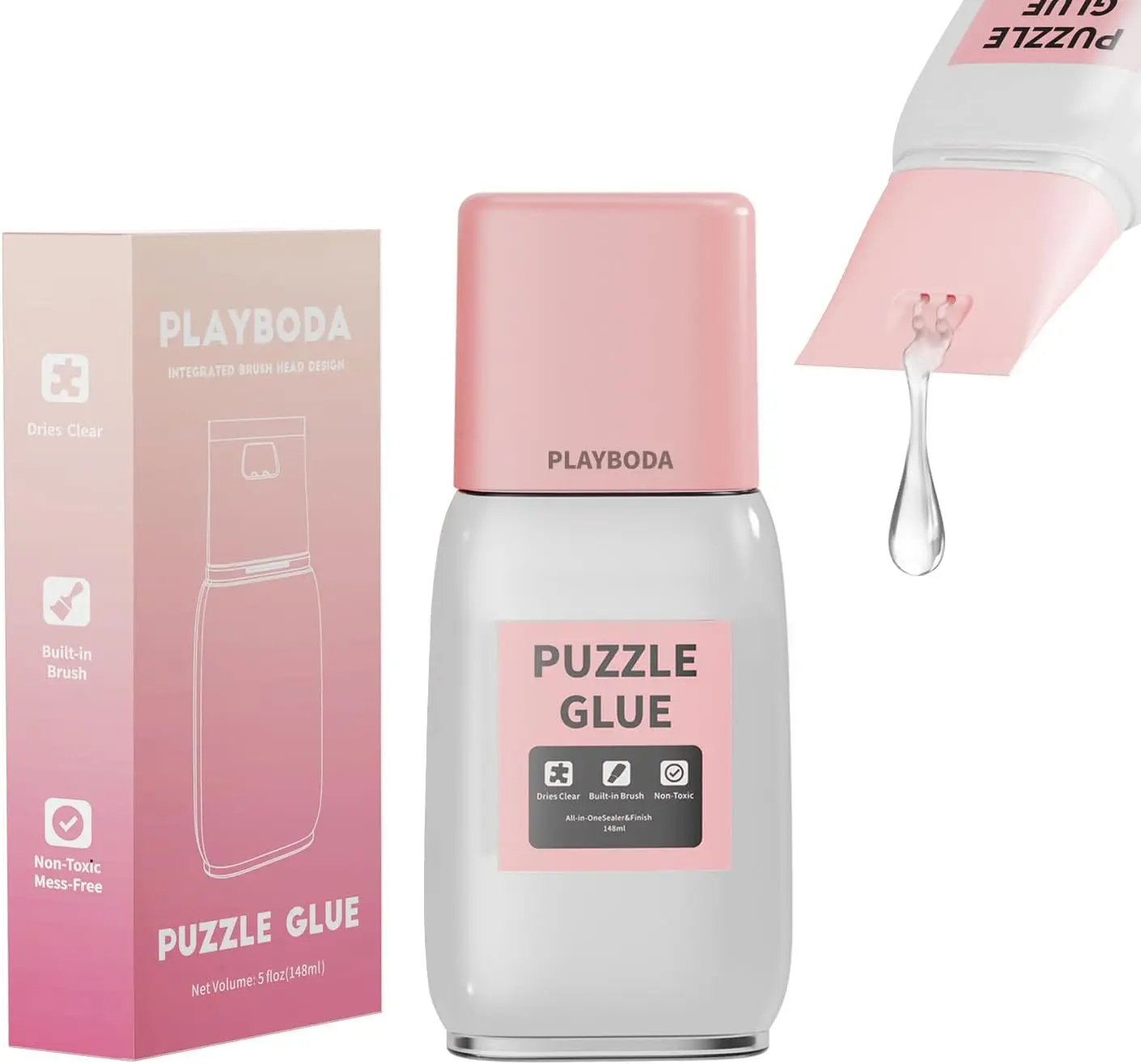 Jigsaw Puzzle Glue Clear with Brush, Adults Puzzle Frame Kit for Puzzle Saver,Glue Quick Dry for 3000 5000 Pieces of Puzzle 148ml (5 fl oz)