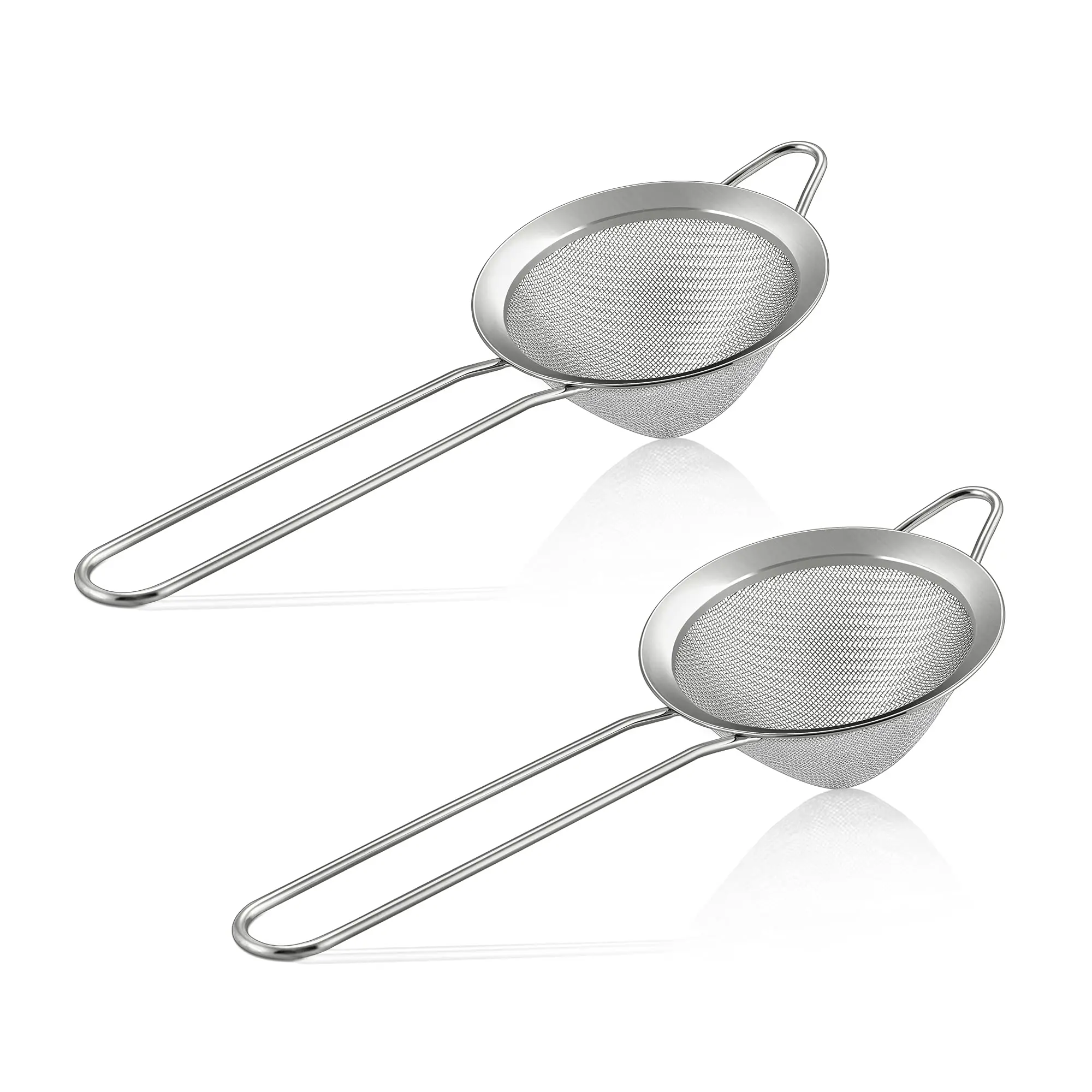Fine Mesh Strainer Set Of 2  3.3 Inches Stainless Steel Tea With Long Handle Small Conical Strainers Sieve For Cocktail Coffee Food Rust Proof & Easy To Clean (silver)