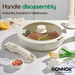 black friday deals 2025 5Pcs Pots and Pans Set Nonstick Ceramic Cookware Set Non toxic Healthy Non Stick Kitchen Cooking Set Induction Cookware PFAS-Free Detachable Handle with Lids Induction Cookware