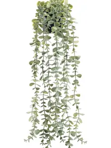 1Pcs Fake Plants Hanging Artificial Potted Faux Eucalyptus Plants for Modern Boho Farmhouse Bathroom Office Desk Wall Book Shelf Living Room Aesthetic Decor Indoor
