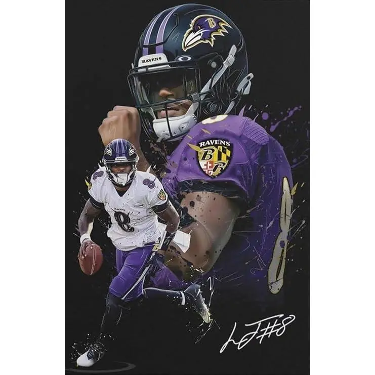 Ravens Poster For Kids Fun Teen Birthday Christmas Gifts Lamar Jackson Rugby Star Posters Poster Print Unframe Wall Art Print Picture For Home Room Bathroom Decor