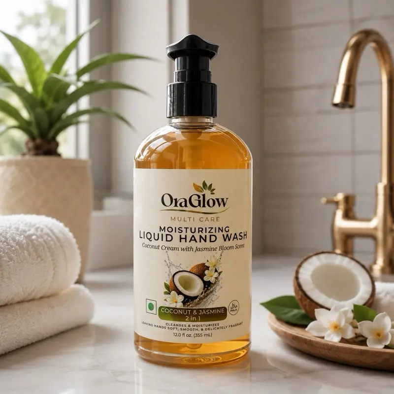 OraGlow Coconut & Jasmine Moisturizing Hand Wash | Gentle on Skin | 12oz/355ml | SLS-Free, Paraben-Free, Halal | Made in USA