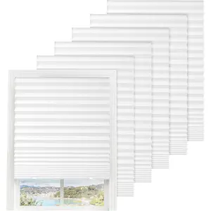 6 Packs Pleated Blackout Blinds, Temporary Blinds for Indoor Windows, Light Filtering Paper Shade, Easy to Cut and Install, 36" W x 72" L, White Blackout Window Cover with 12 Clips