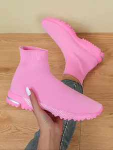 Women's Solid Color Breathable Mesh Sneakers, Casual Comfortable Sports Running Shoes, Female All-match Round Toe Shoes for Daily Wear, Trainer, Athletic Running Shoes