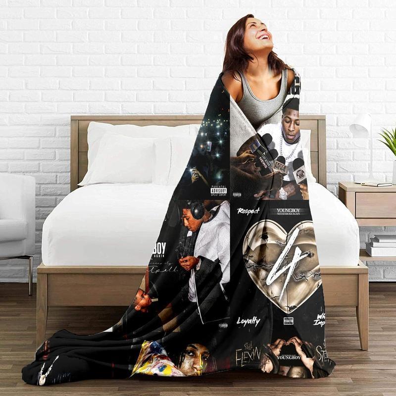 Young-boi Blanket Album Cover for Fans Warm Cozy Flannel Blankets Throw Merch Soft Roman Blanket for Home Decor Bed Sofa Living Room blankets Ultra Soft  Flannel Blanket - Couch Throw for Winter Warmth
