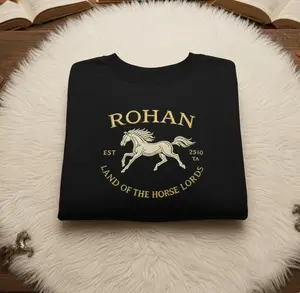 Rohan Embroidered Sweatshirt, Middle Earth Horse Lords Crewneck, LOTR Inspired Shirt, Fantasy Book Lover Gift