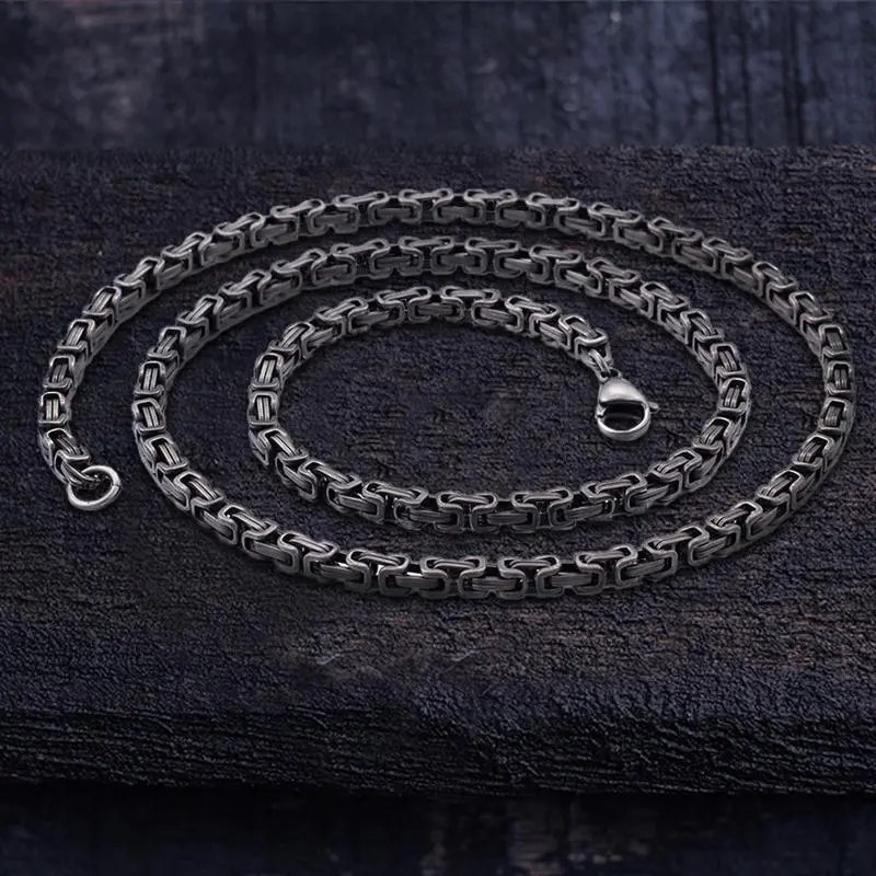 GTHIC Unisex Square Stainless Steel Chain Fashion Vintage Link Necklace For Daily Wear