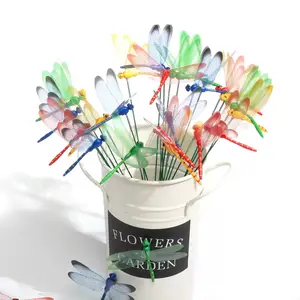 24PCS Dragonfly Garden Stakes, 4-Color Outdoor Garden Decor, Waterproof Plastic Dragonfly Ornaments for Yard, Lawn & Patio,summervibes