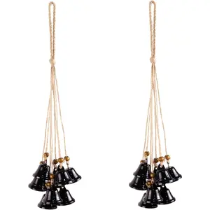 Hanging  Bells for Door,2 Pc Halloween Door Bells Hanger Christmas Bells for Witchy  Decor 8 Black Bells  Supplies
