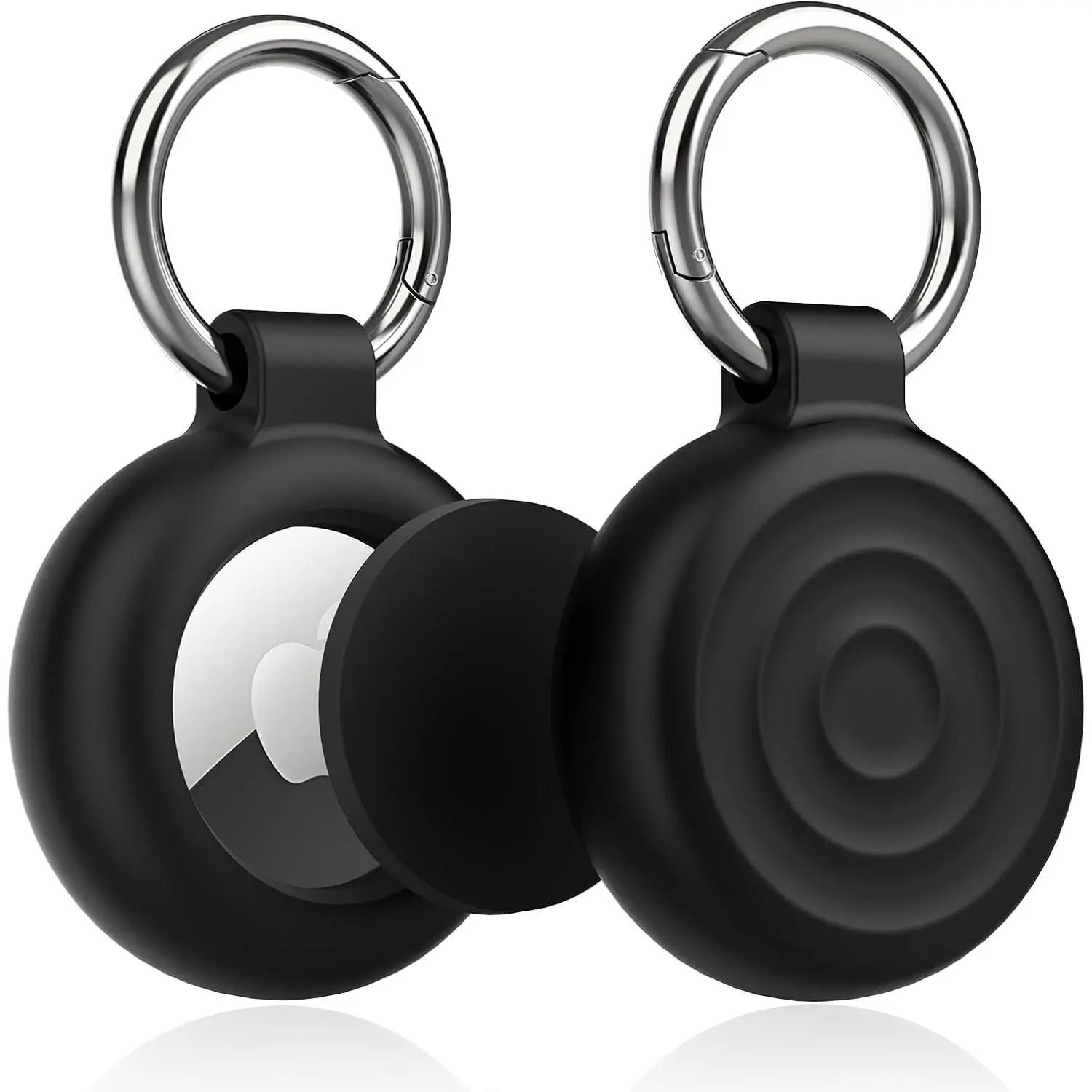 Airtag Holder  Case, 2-Pack  Protective Cover with Key Ring for  Airtag, Durable and Lightweight Design for , Bags, Pets, and -Black