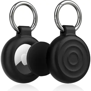Airtag Holder  Case, 2-Pack  Protective Cover with Key Ring for  Airtag, Durable and Lightweight Design for , Bags, Pets, and -Black