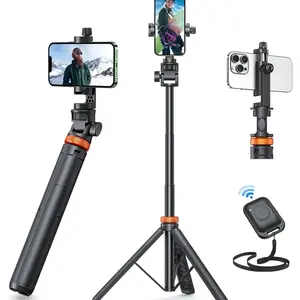 62" Phone Tripod with Remote for iPhone & Android, Solidest Cell Phone Tripod Compatible with iPhone 15/14/13 - Ultimate Material & New Processes Accessories Aluminum Selfie Smartphone