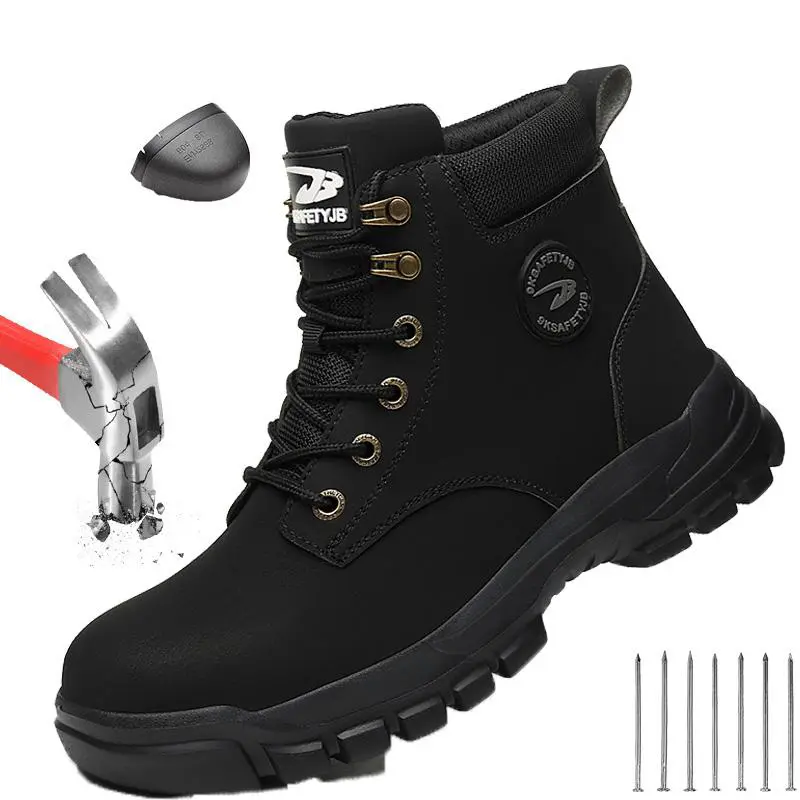 High-quality Anti-smash Anti-puncture Work Shoes Safety Shoes Indestructible Shoes Mens steel toe work boots Water resistant Slip Resistant wear resistant Protective Boots Construction Work Shoes