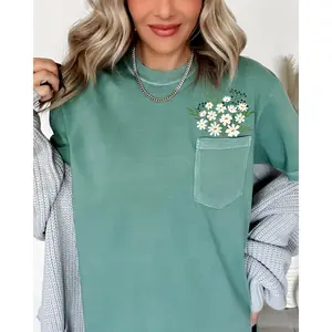 Floral Pocket, Vintage, Gorgeous Flowers, Boho Floral Design, Summer Vibes, Gardening, Festival, Nature Shirt, Women's Comfort Color Tee, Tshirt