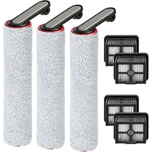 Roller Brush and Filter Replacement Compatible with  H12 Pro, H12 Dual, G10 Pro Cordless Wet Dry Vacuum Cleaner Accessories, 3 Pack Roller Brushes + 4 Pack Vacuum Filters