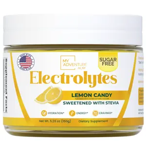 My Adventure to Fit Zero Sugar Lemon Candy Electrolyte Powder High Potassium & Salt Vegan Keto Paleo Friendly 30 Servings