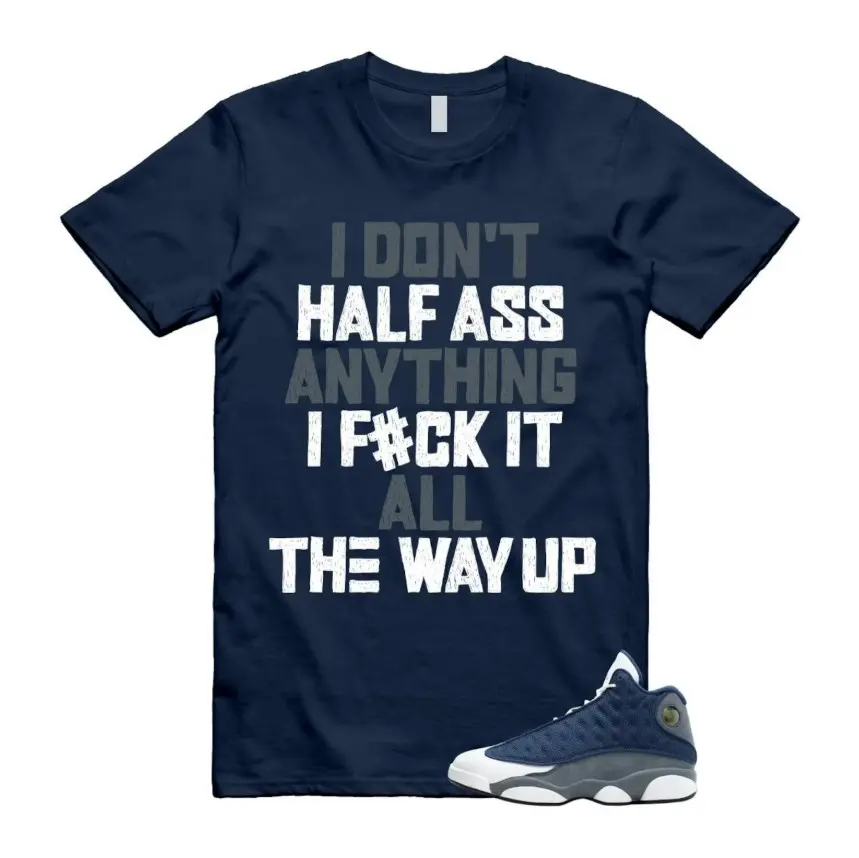 Flint 13 Grey Navy White Shirt to Match Sneakers, Flint 13 Navy Shirt, Soft Cotton Graphic Tee, Unisex Sneaker Matching Outfit, Sneakerhead Gift Tee