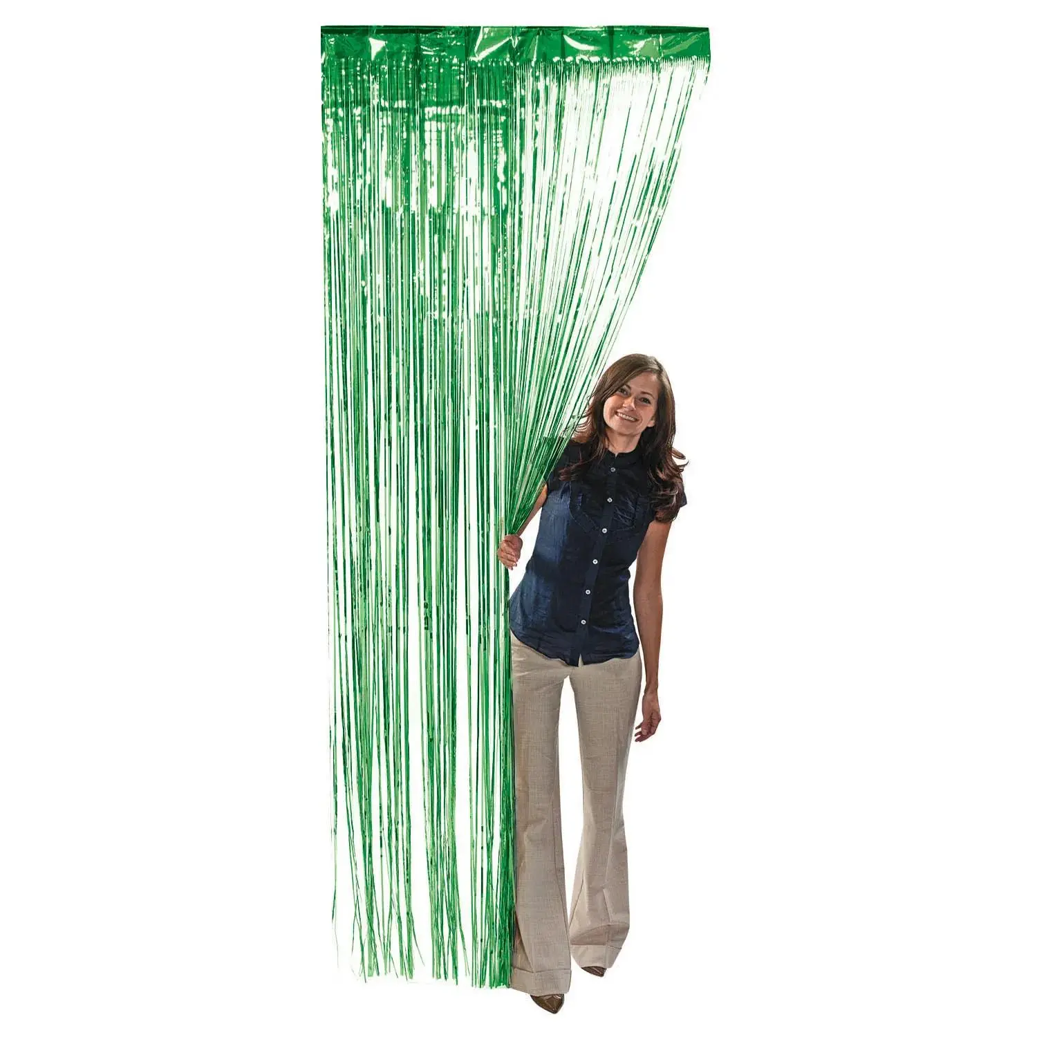 Metallic Foil Fringe Curtain, 3 ft x 8 ft Green, Multicolor Colorful Decoration Backdrop for Birthday, Ready-to-Hang Curtain & Blind Accessory