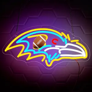 Football Neon Signs Wall Decor - Team Merch LED Acrylic USB-Powered Wall Art, Adjustable Glow Sign, Suitable for Men's Cave Game Room Bedroom Bar Club Party Fans 40.64 cm × 20.4 cm